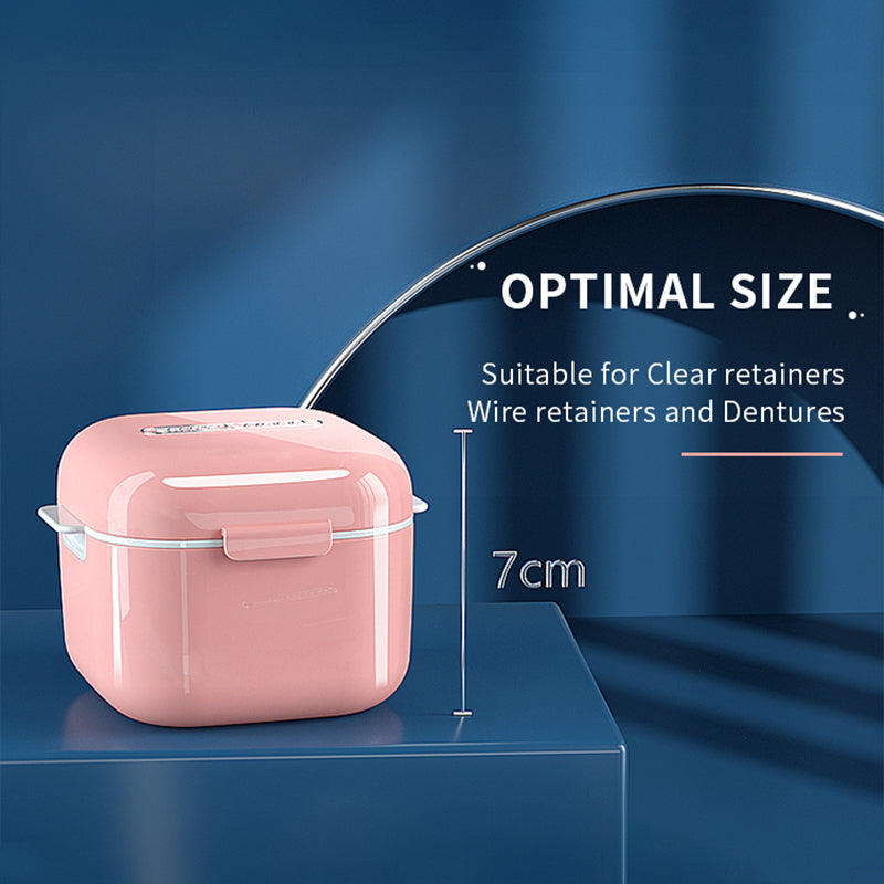 VOSGES 2-in-1 Denture & Retainer Soaking Box: Easy Cleaning & Disinfecting Solution