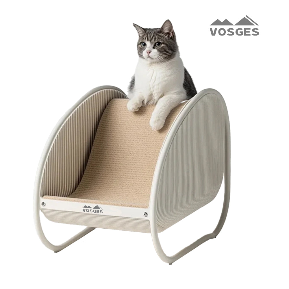 VOSGES Pet Beach Chair-Style Pet Bed with Rattan Cushion - Ergonomic Design, Durable and Easy to Clean Lounger for Cats and Small Dogs, Indoor Pet Furniture